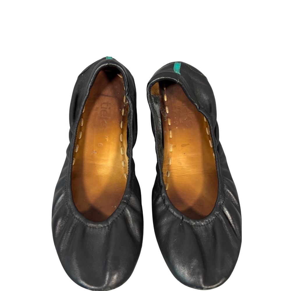 Tieks Matte Black Leather Ballet Flats Womens 6 Foldable Slip On Comfort‎ Shoes